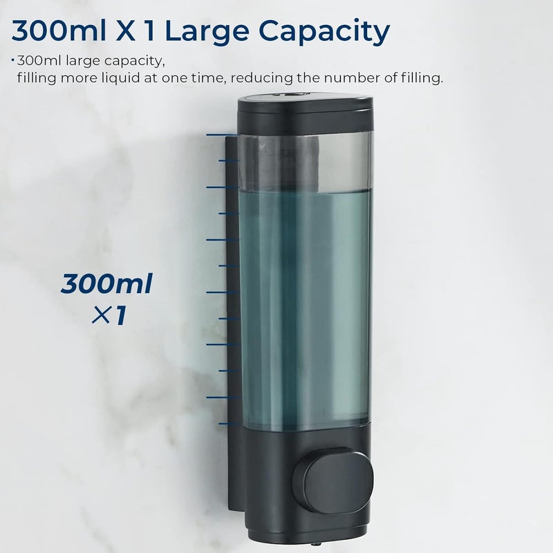 pollock Shower Dispenser - 1 Chamber No Drill Shampoo & Conditioner Dispenser for Bathroom, Large Capacity, Black - Image 3